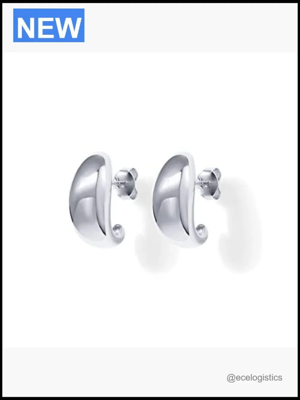 Dome Huggie Hoop Earrings 925 Sterling Silver Posts 8mm x 13.5mm
